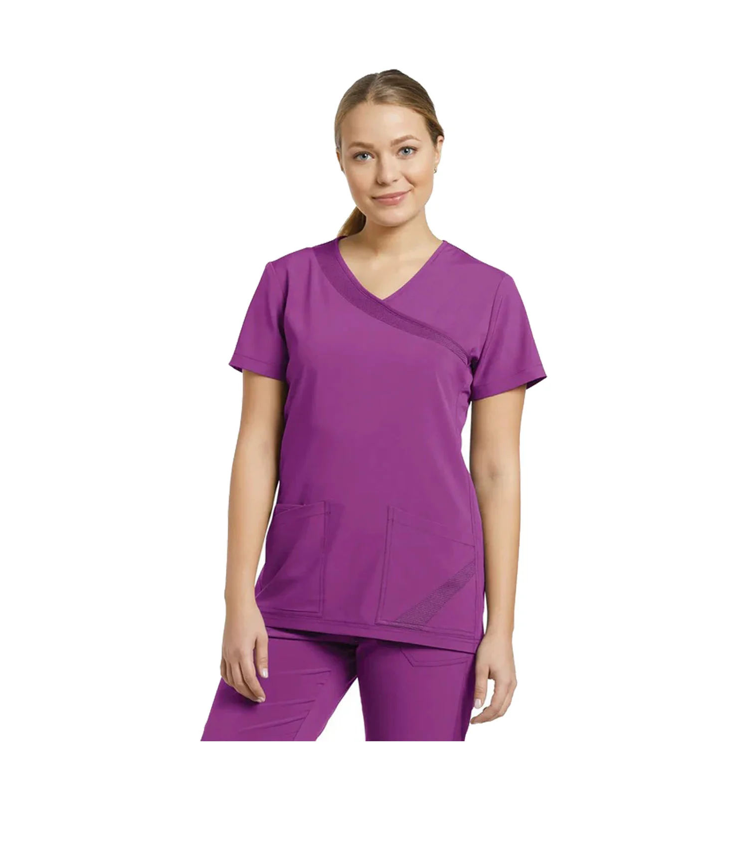 Haut d'uniforme faux cache-coeur à 3 poches 748 Violet – Whitecross